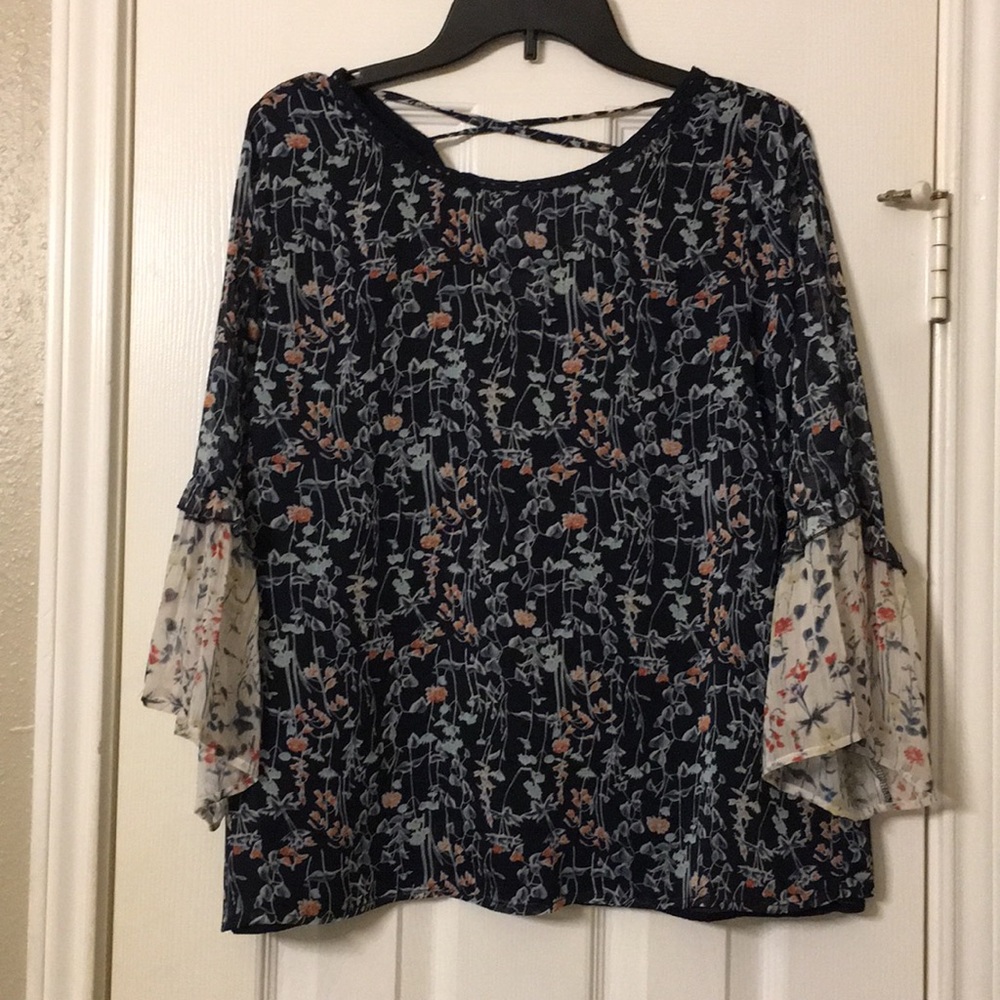 Navy Floral Top